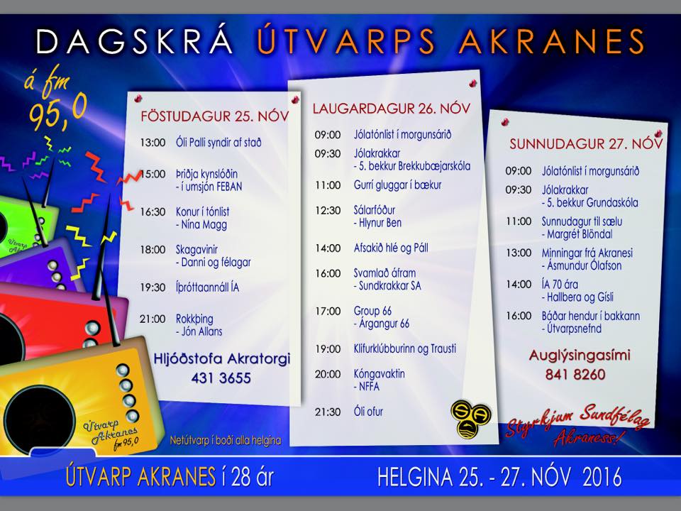 Dagskrá Útvarps Akraness Dagskrá Útvarps Akraness