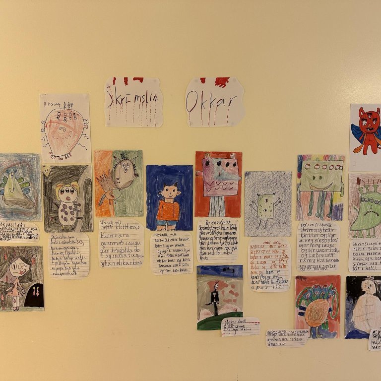 Nemendur í Grundaskóla tóku sig til og föndruðu sín eigin Skrímsli á Barnamenningarhátíð!