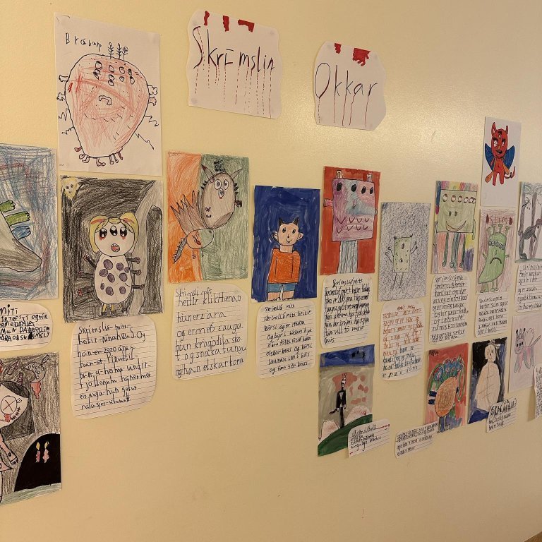 Nemendur í Grundaskóla tóku sig til og föndruðu sín eigin Skrímsli á Barnamenningarhátíð!