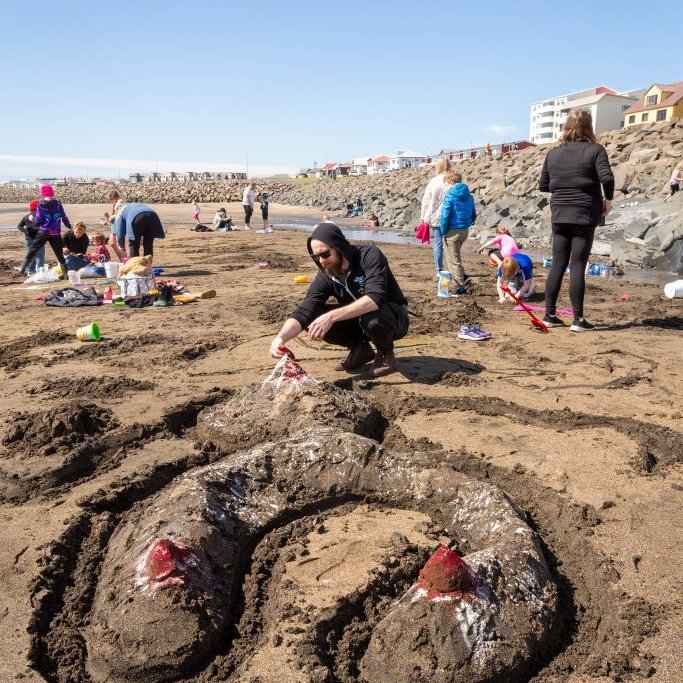 Litaskrímsli á Langasandi - Listasmiðja Angelu Snæland
Ljósmynd: Guðni Hannesson 2024