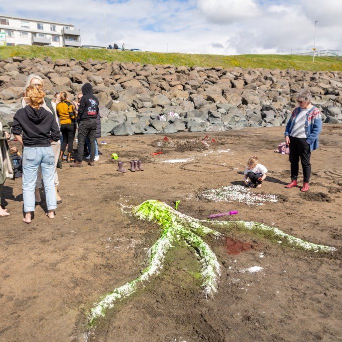 Litaskrímsli á Langasandi - Listasmiðja Angelu Snæland
Ljósmynd: Guðni Hannesson 2024