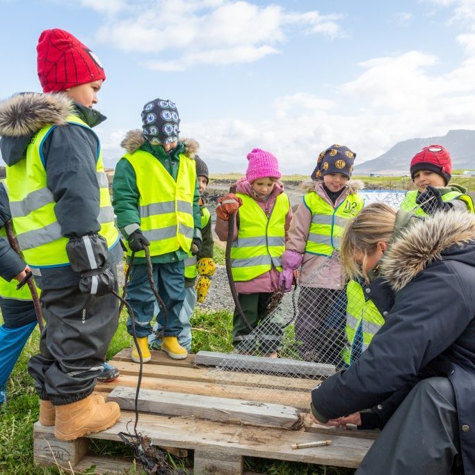 Sæskrímsli í Kalmansvík - Unnið af elstu deild leikskólans Garðaseli (2024)
Ljósmynd: Guðni Hannesson