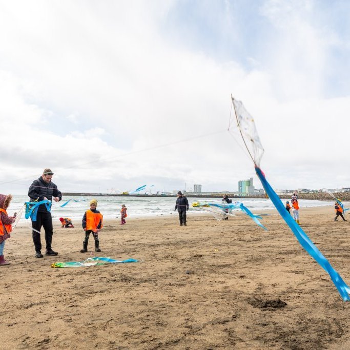 Sæskrímsli á Langasandi - Unnið af elstu deild leikskólans Vallarsel (2024)
Ljósmynd: Guðni Hannesson