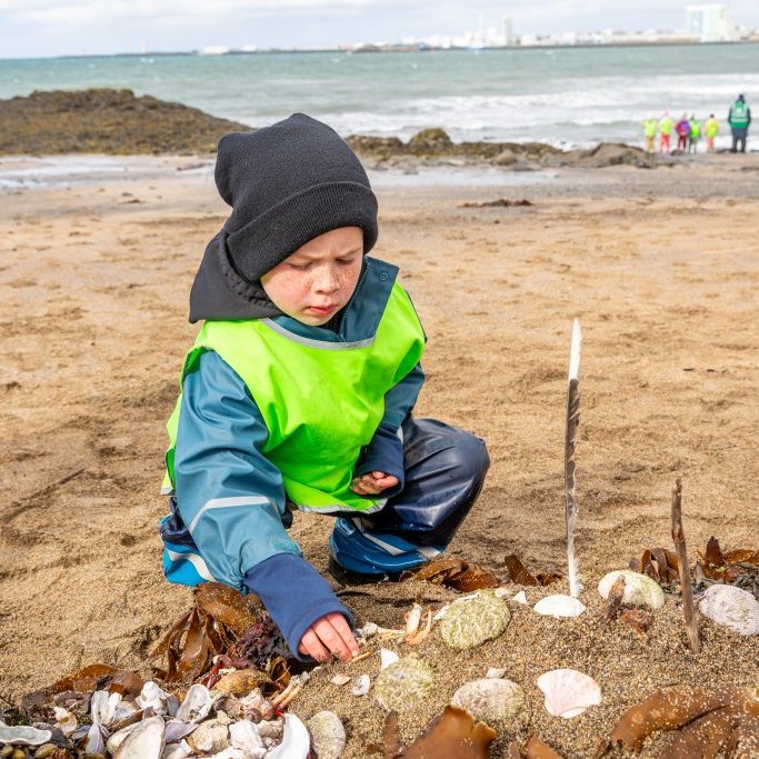 Sæskrímsli á Langasandi við Sólmundarhöfða - Unnið af elstu deild leikskólans Akraseli (2024)
Ljósmynd: Guðni Hannesson