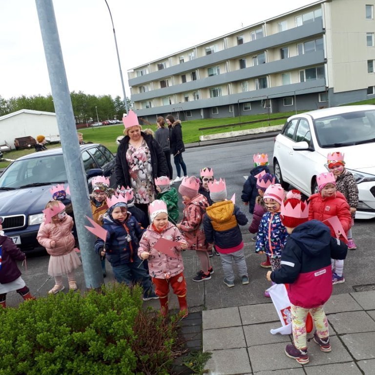 Allir með afmæliskóronu