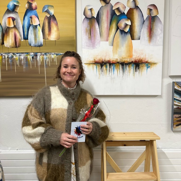 Erna Hafnes var með opna vinnustofu á Vökudögum