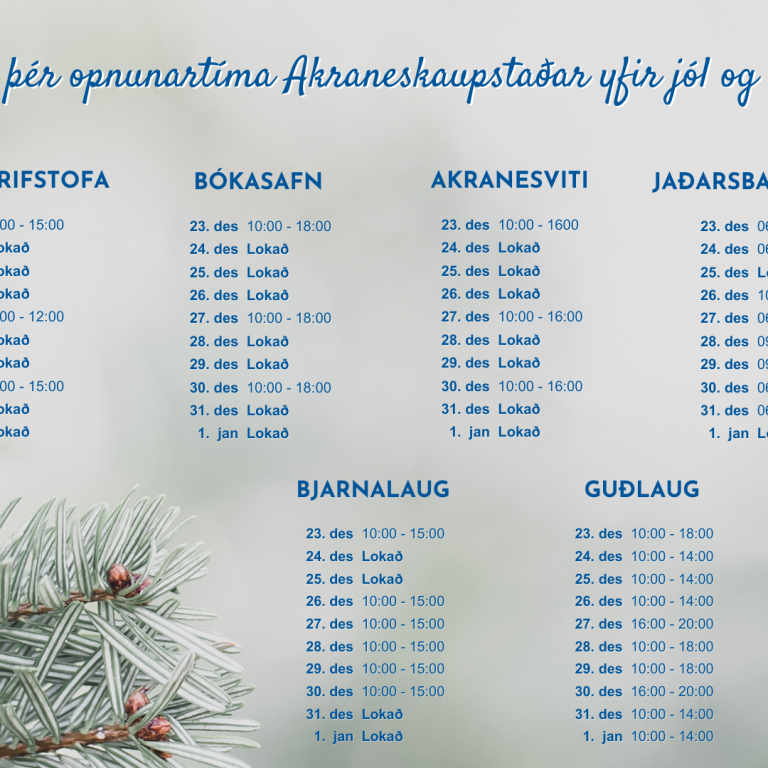 Kynntu þér opnunartíma Akraneskaupstaðar yfir jól og áramót