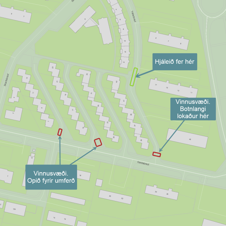 Framkvæmdir við Garðabraut - lokun og þrenging við botnlanga