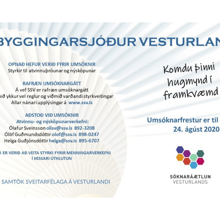 Uppbyggingarsjóður Vesturlands hefur opnað fyrir umsóknir