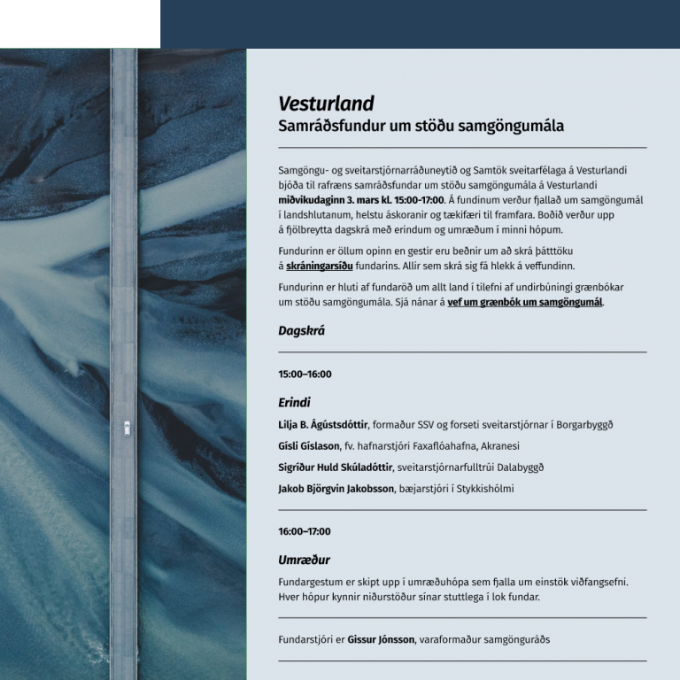 Samráðsfundur um stöðu samgöngumála á Vesturlandi