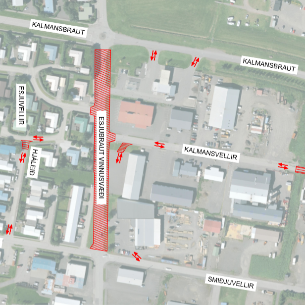 Yfirlitsmynd um hjáleiðir sem verða á meðan framkvæmdir standa yfir.