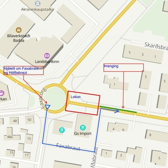 Garðabraut 1 - lokun götu