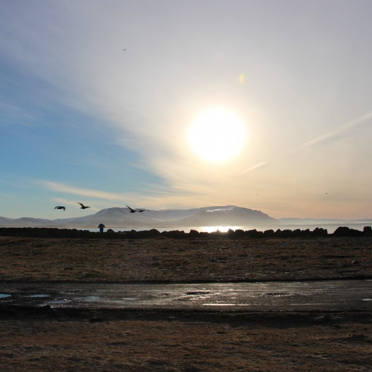 Mynd tekin á Breið í morgun.