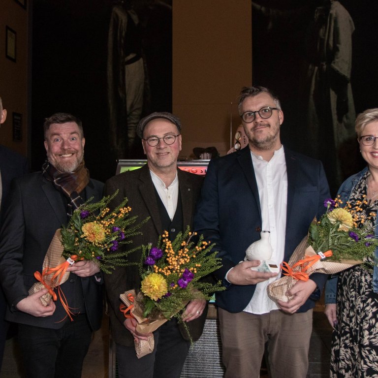 Þremenningarnir Flosi, Gunnar Sturla og Einar hlutu menningarverðlaun Akraness 2021