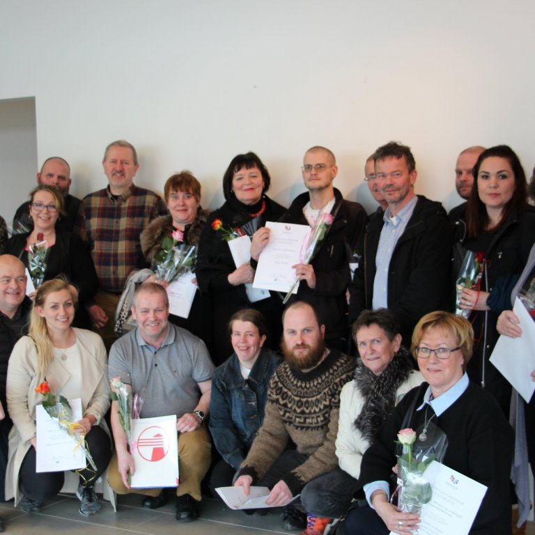 Ljósmynd frá úthlutun menningarstyrkja Uppbyggingarsjóðs fyrr á árinu.