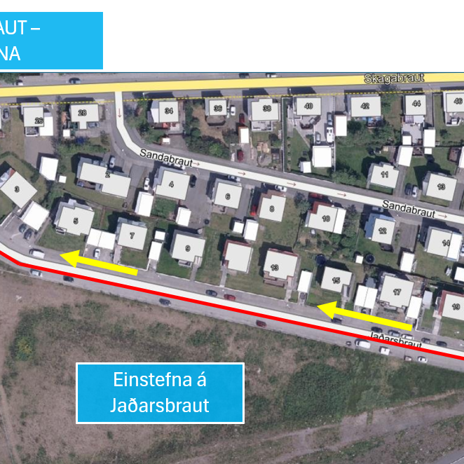 Jaðarsbraut vestur - einstefna 15. nóv. til 5. maí 2025