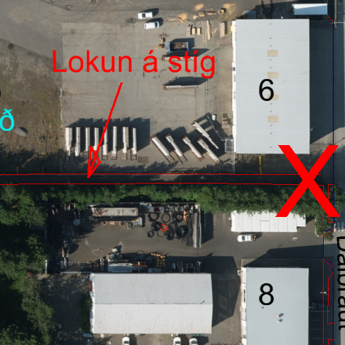 Lokun göngustígar milli Þjóðbrautar og Dalbrautar