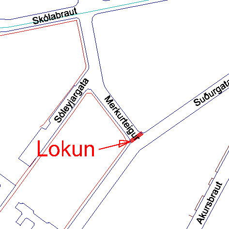 Lokun á Merkurteig við Suðurgötu