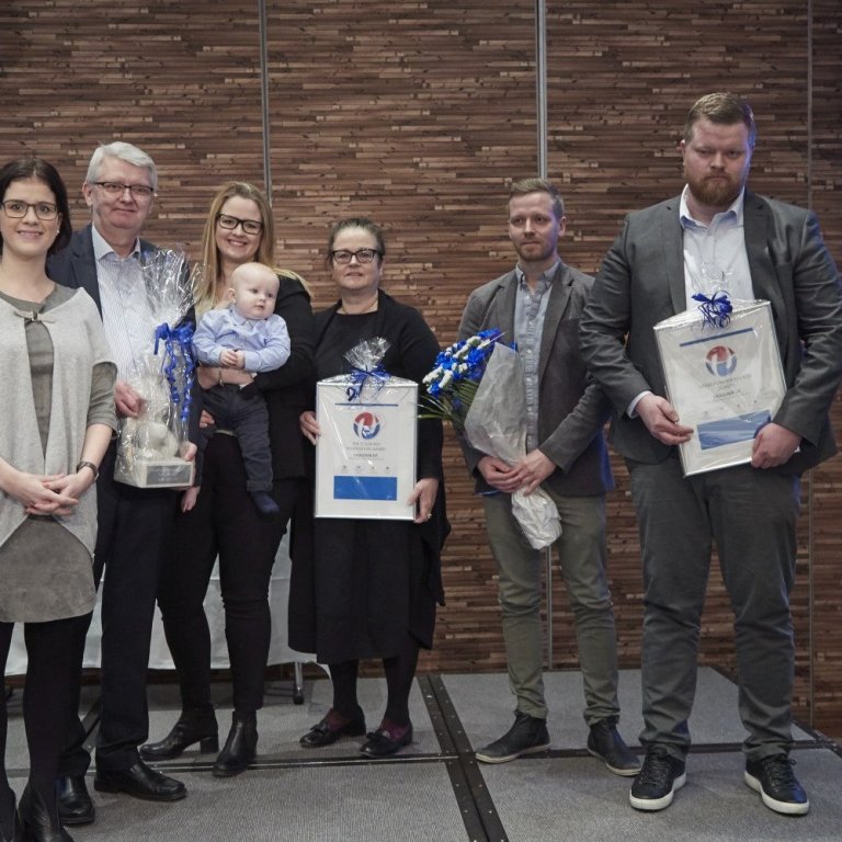 Ljósmynd frá verðlaunaafhendingu.