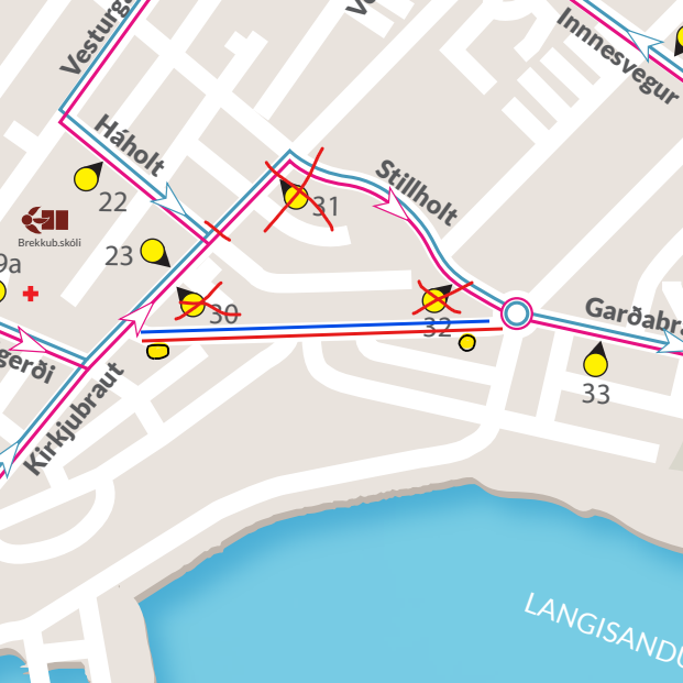 Hjáleið strætó vegna framkvæmda við Stillholt