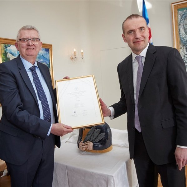 Ingólfur Árnason framkvæmdastjóri Skagans og Guðni Th. Jóhannesson forseti Íslands.