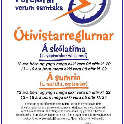 Útivistareglur barna frá og með 1. september