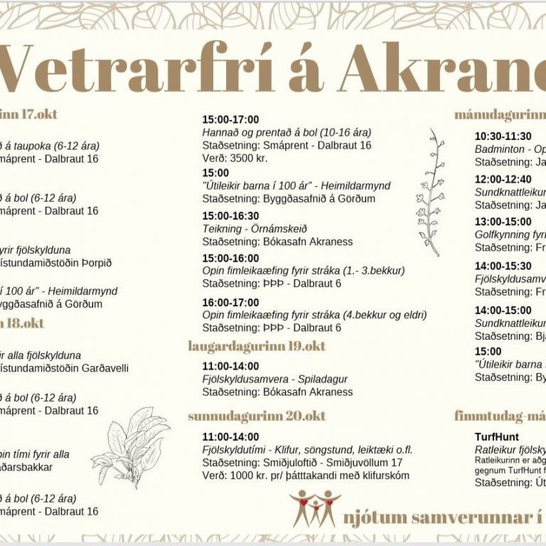 Vetrarfrí á Akranesi - nóg um að vera fyrir alla