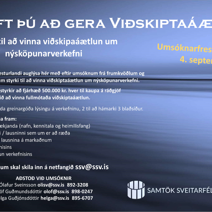 Styrkir til að vinna viðskiptaáætlun um nýsköpunarverkefni