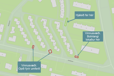 Framkvæmdir við Garðabraut - lokun og þrenging við botnlanga