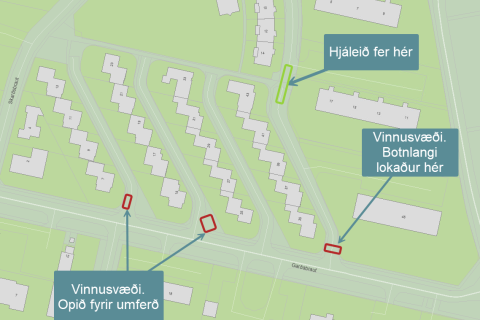 Framkvæmdir við Garðabraut - lokun og þrenging við botnlanga