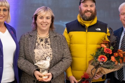 Guðríður Sigurjónsdóttir, formaður menningar- og safnanefndar, Ingibjörg Halldórsdóttir, Heiðar Mar, Haraldur Benediktsson bæjarstjóri.