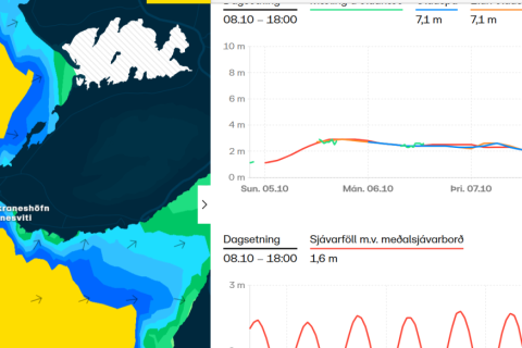 Á meðfylgjandi mynd má sjá spágildi fyrir Garðskagadufl. 