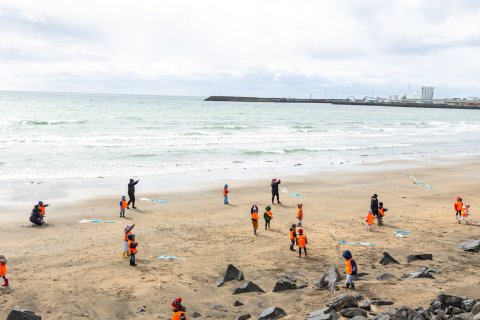 Hér má sjá glæsilegan hóp elstu barna á leikskólanum Vallarsel. Ljósmynd: Guðni Hannesson.