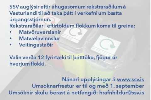 Flokkun í anda hringrásarhagkerfis - auglýst eftir umsóknum